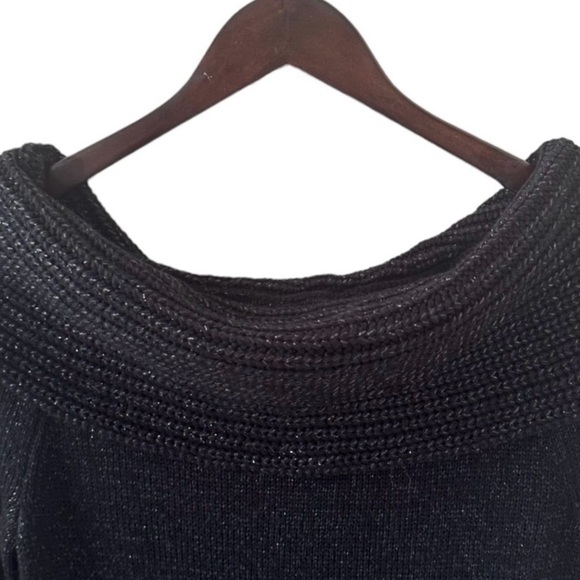 Bebe Black Shimmer Luxe Midtown Cowl Neck Off The Shoulder Sweater Size Small - Picture 4 of 10